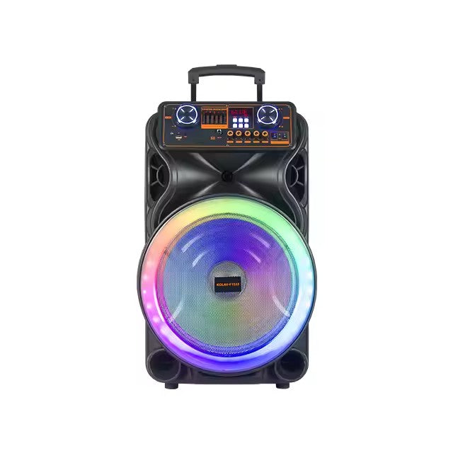 Boxă Portabilă AT PERFORMANCE® 10150W – Woofer 10", Bluetooth, Karaoke, Lumină RGB, 2 Microfoane Wireless, Acumulator, Trolley, Funcție WWS, USB, FM, AUX